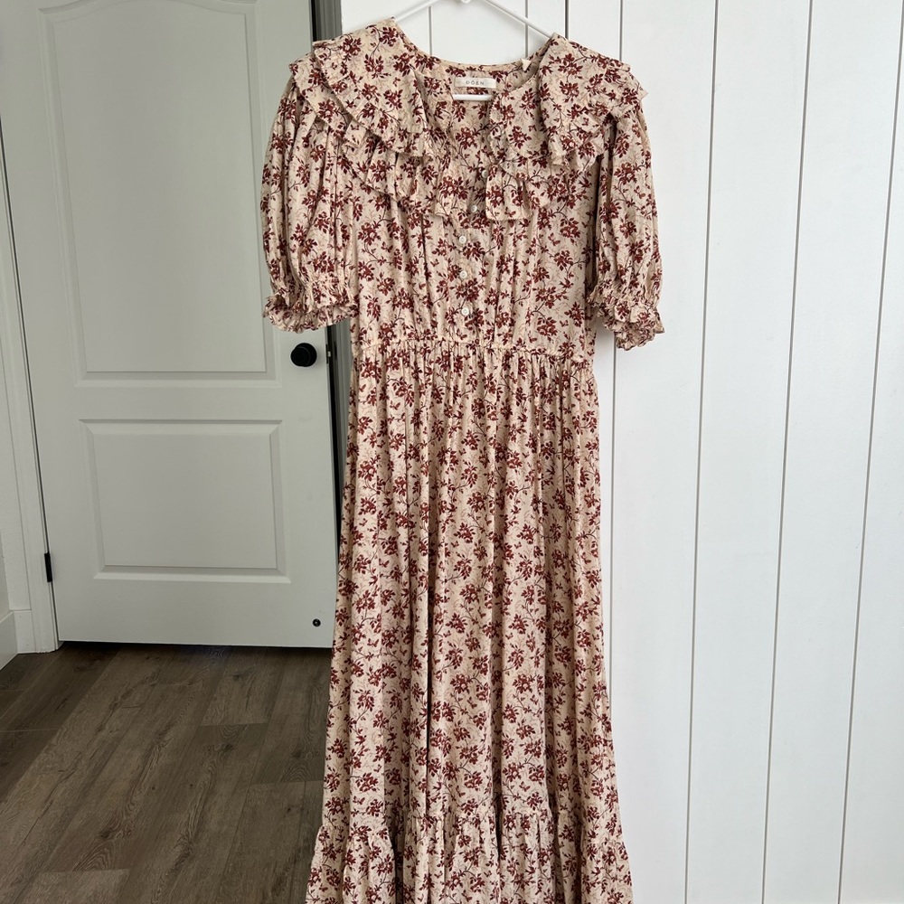 Doen Mariette dress in burgundy songbird toile